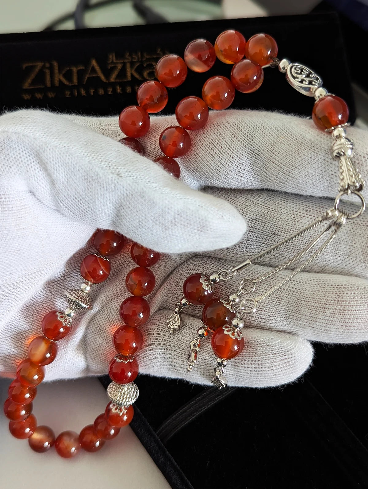 Premium Natural Red Yemeni Aqeeq Gemstone Tasbih (33 & 100 Beads)