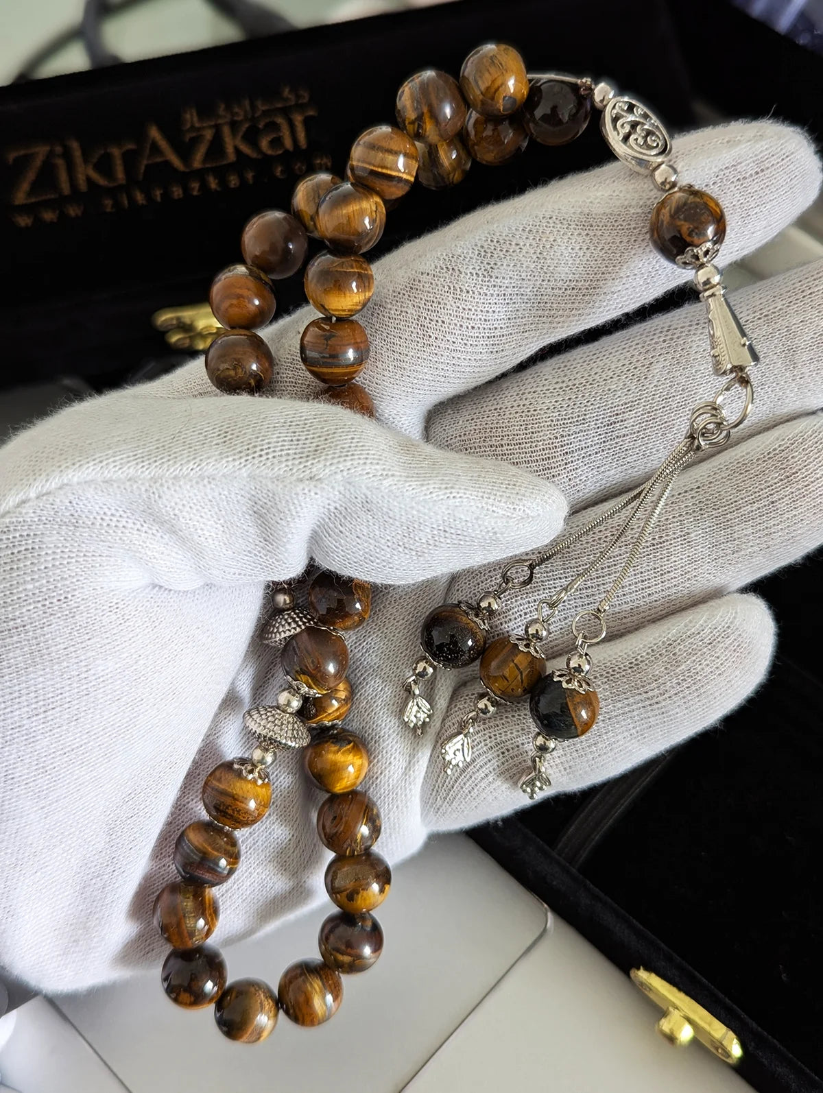 Premium Natural Tiger Eye Gemstone Tasbih (33 Beads)