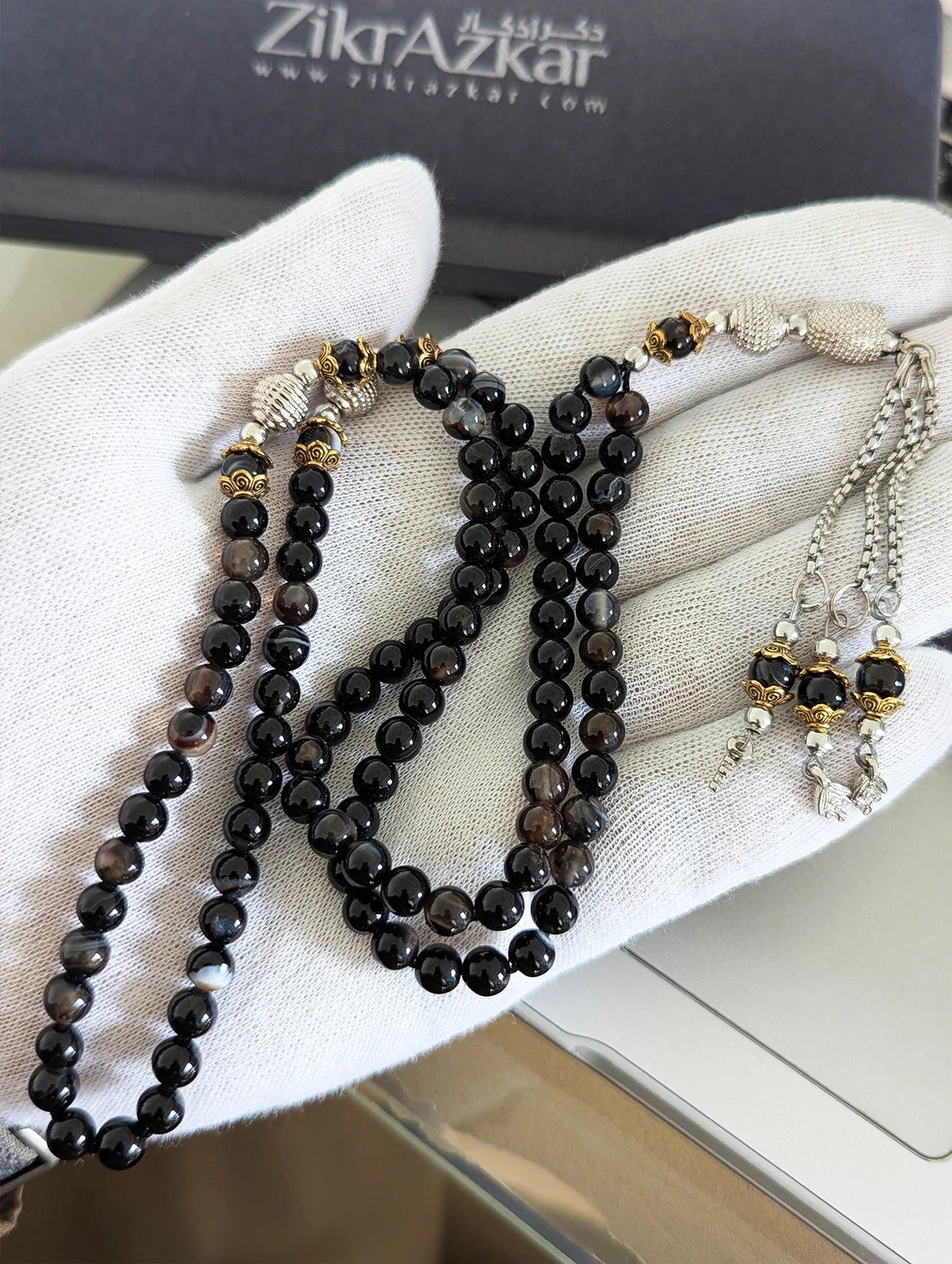 Premium Natural Black Aqeeq Gemstone Tasbih (33 & 100 Beads)