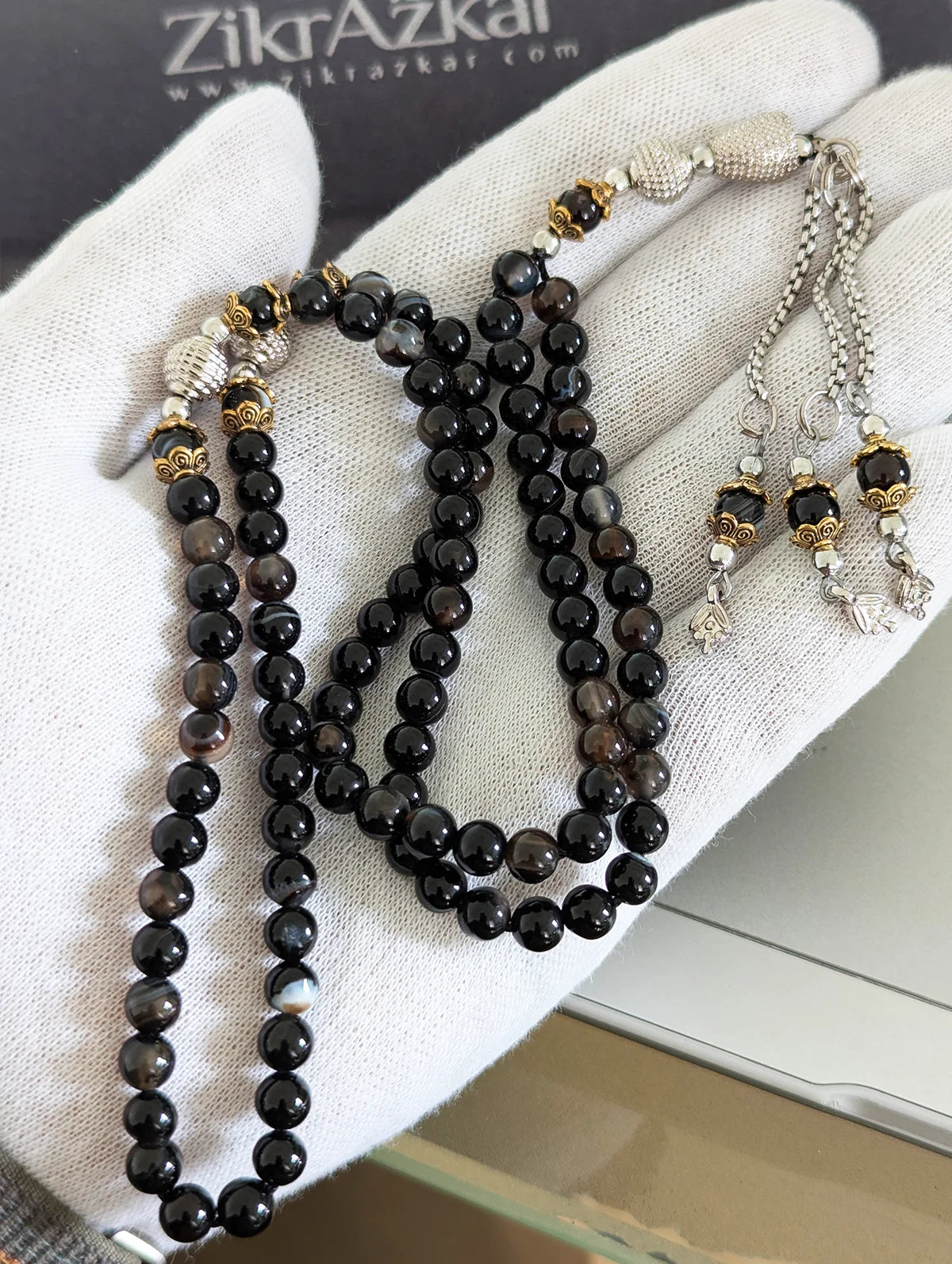 Premium Natural Black Aqeeq Gemstone Tasbih (33 & 100 Beads)