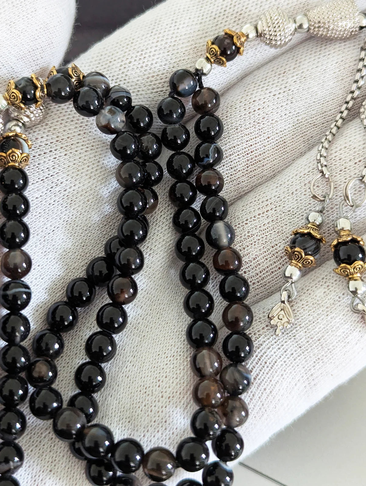 Premium Natural Black Aqeeq Gemstone Tasbih (33 & 100 Beads)