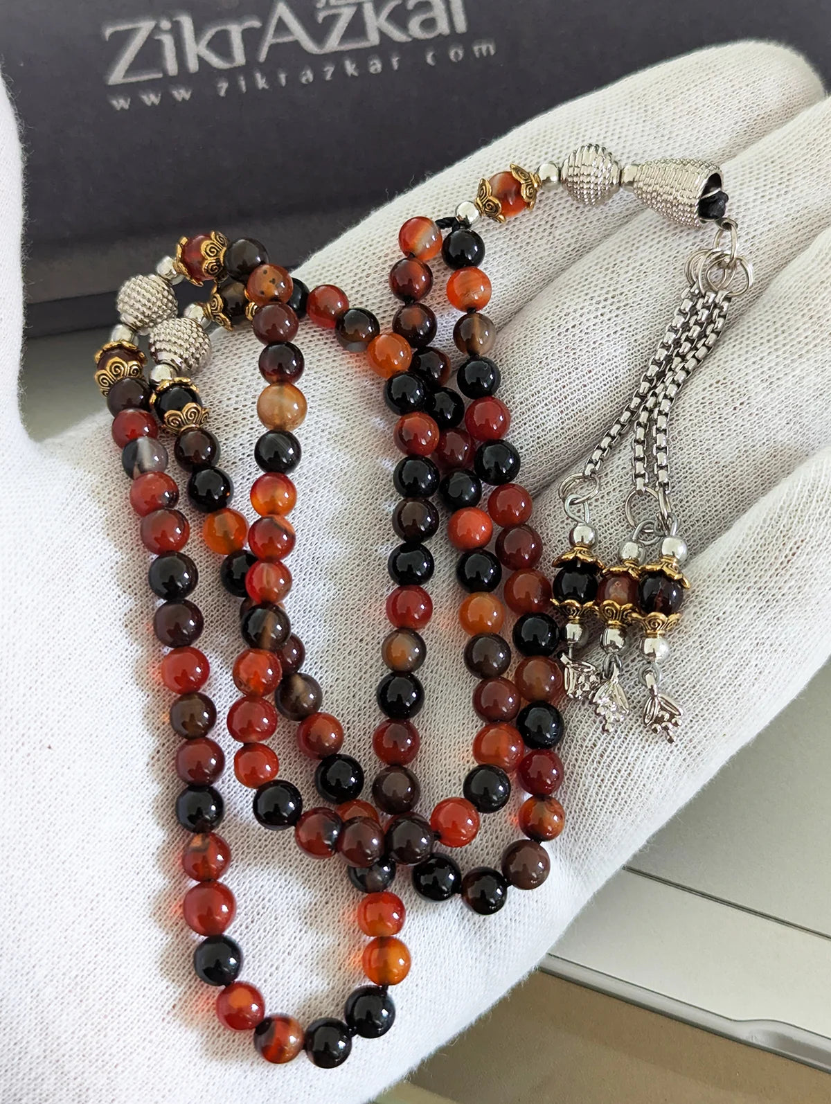 Premium Natural Honey Aqeeq Gemstone Tasbih (33 & 100 Beads)