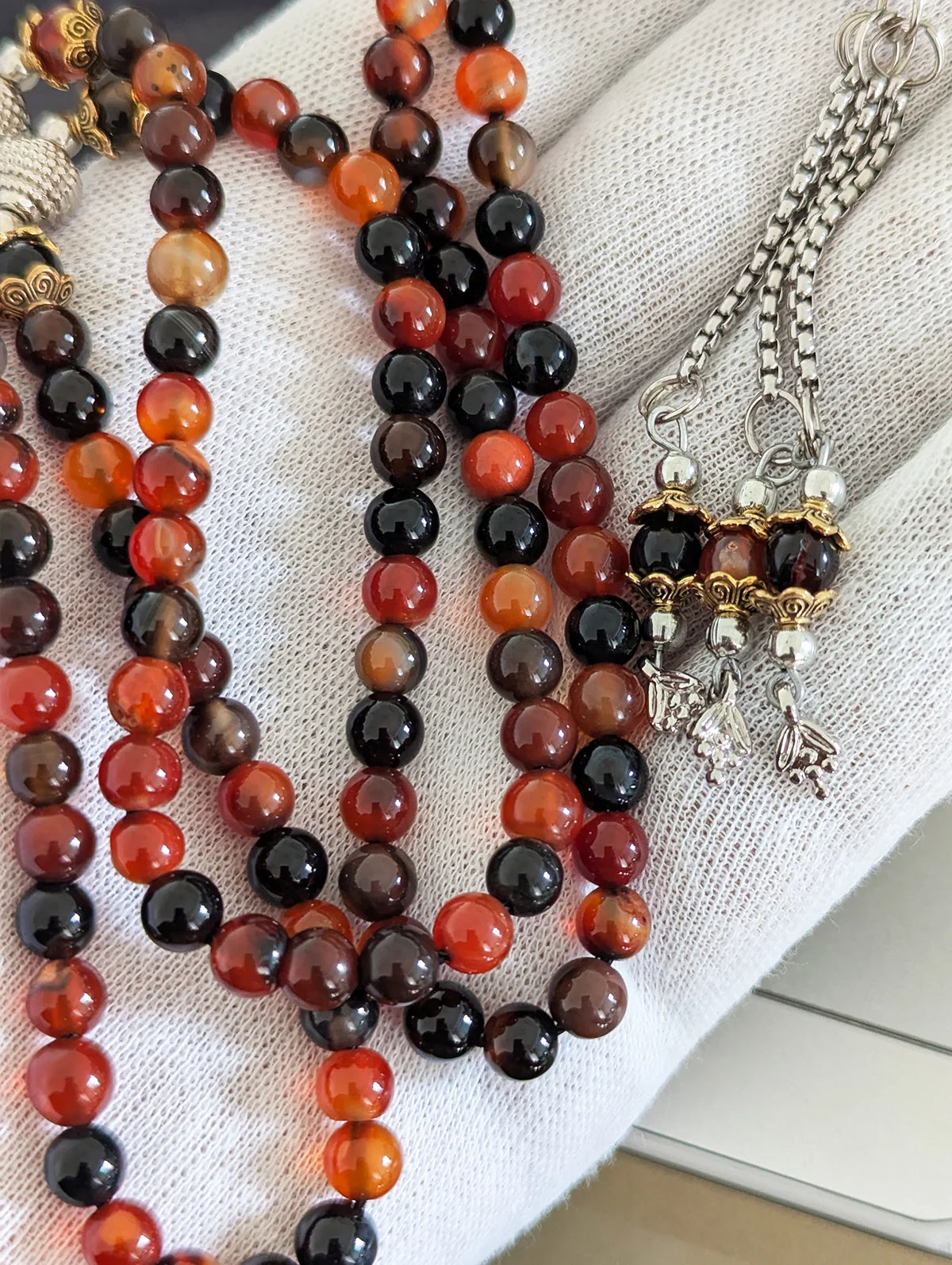 Premium Natural Honey Aqeeq Gemstone Tasbih (33 & 100 Beads)