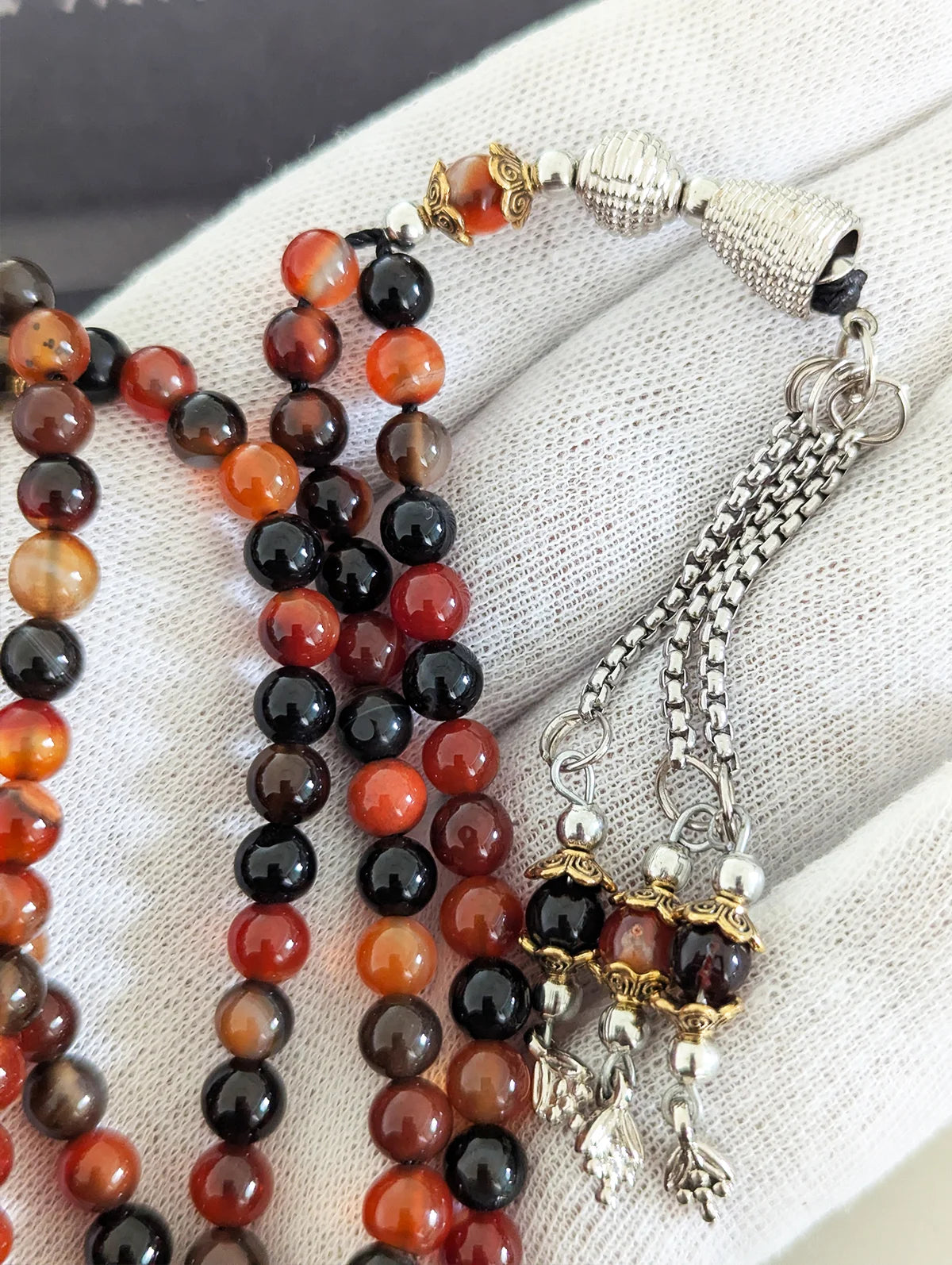 Premium Natural Honey Aqeeq Gemstone Tasbih (33 & 100 Beads)
