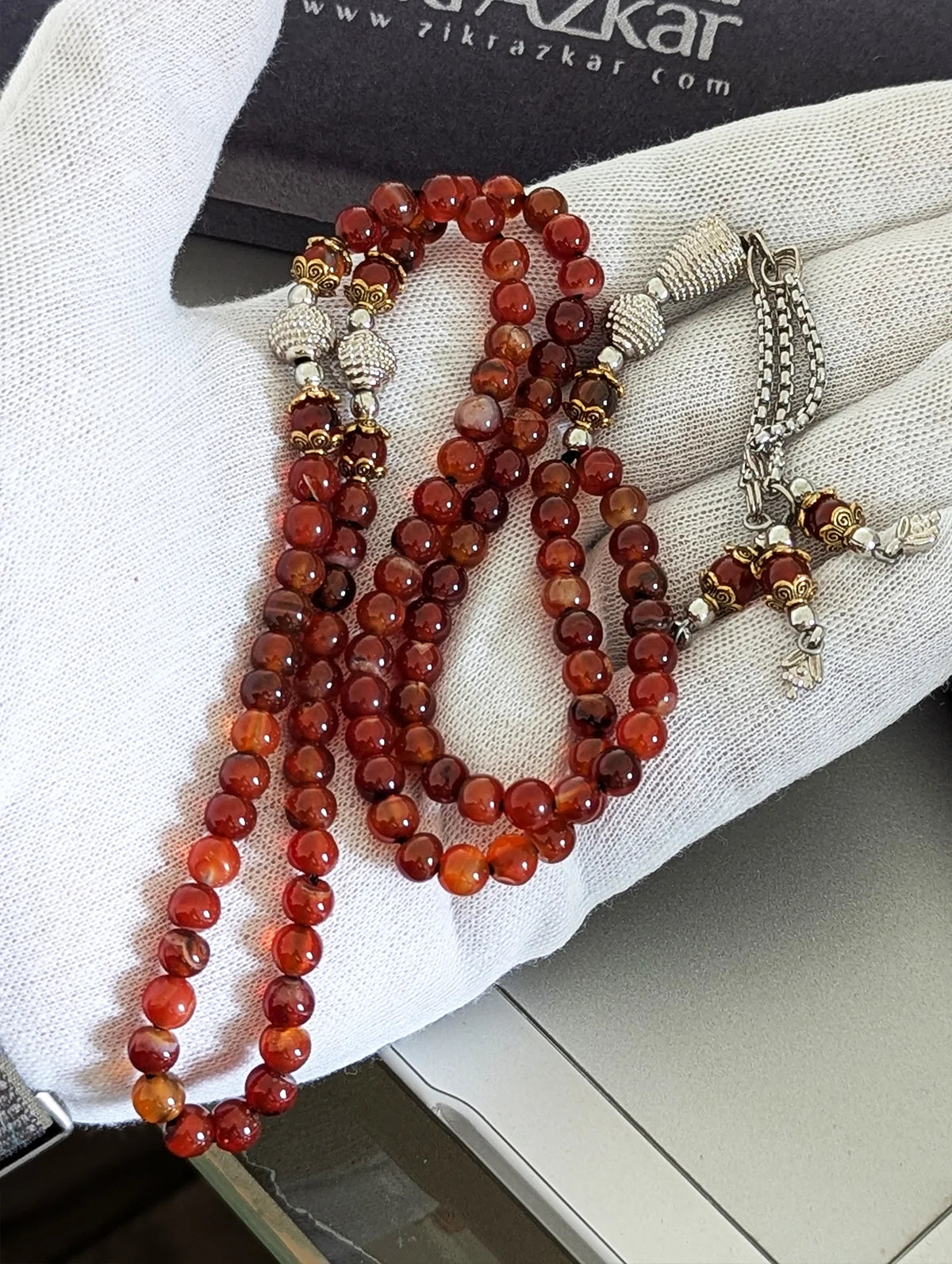 Premium Natural Red Yemeni Aqeeq Gemstone Tasbih (33 & 100 Beads)