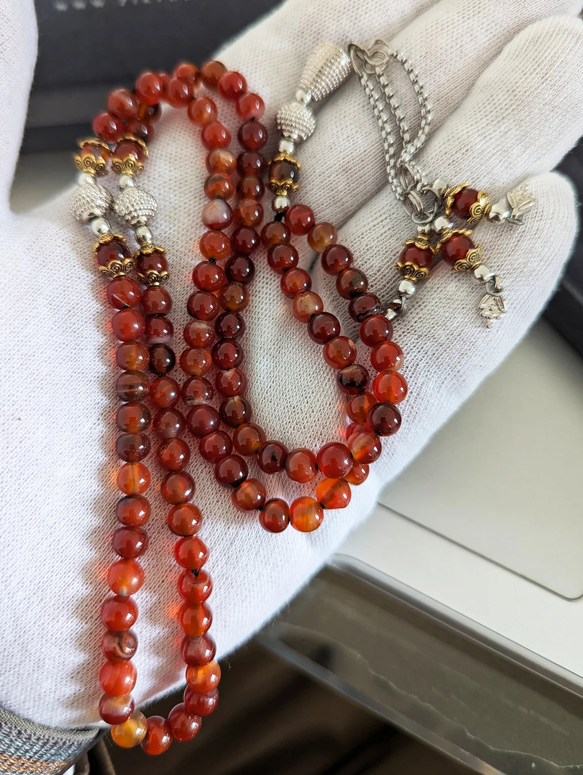 Premium Natural Red Yemeni Aqeeq Gemstone Tasbih (33 & 100 Beads)