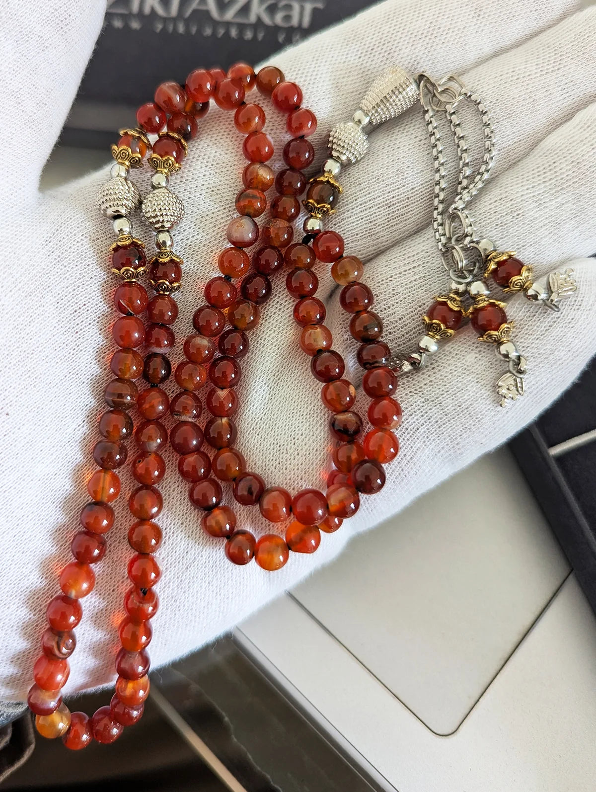 Premium Natural Red Yemeni Aqeeq Gemstone Tasbih (33 & 100 Beads)