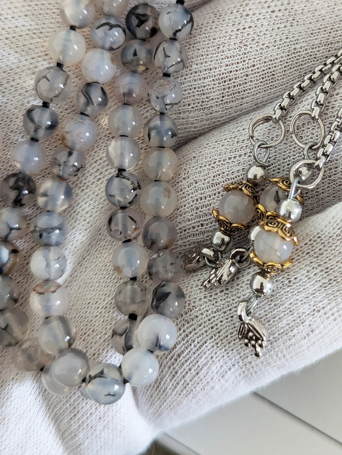 Premium Natural White Aqeeq Gemstone Tasbih (33 & 100 Beads)